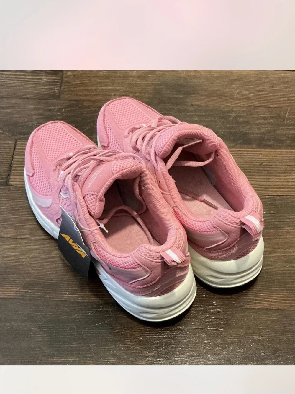 Avia Women's Pink Mesh Lace-Up Athletic Sneakers